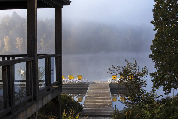 Dock on Lac-Superieur, Mont-tremblant, Quebec, Canada
