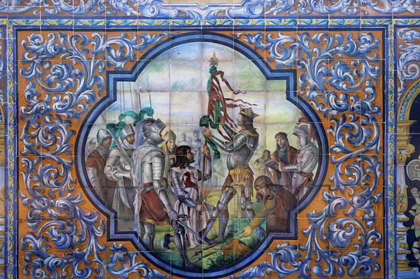 Seramik azulejos Plaza de Espana, Sevilla, Andalusia, İspanya