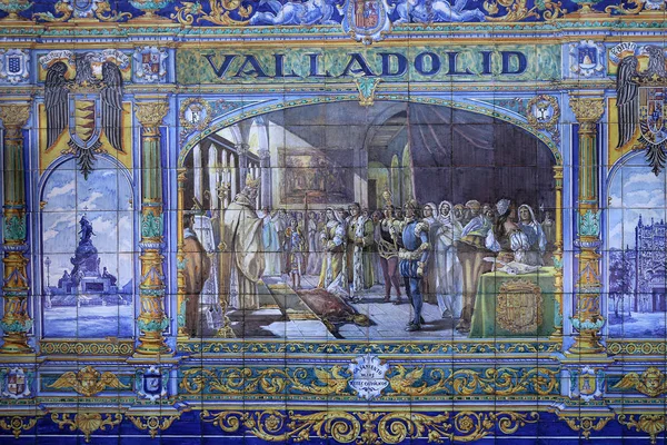 Kerámia azulejos, a Plaza de Espana, Sevilla, Andalúzia, Spanyolország — Stock Fotó