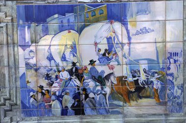 Seramik azulejos Plaza de Espana, Sevilla, Andalusia, İspanya