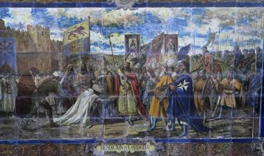 Seramik azulejos Plaza de Espana, Sevilla, Andalusia, İspanya