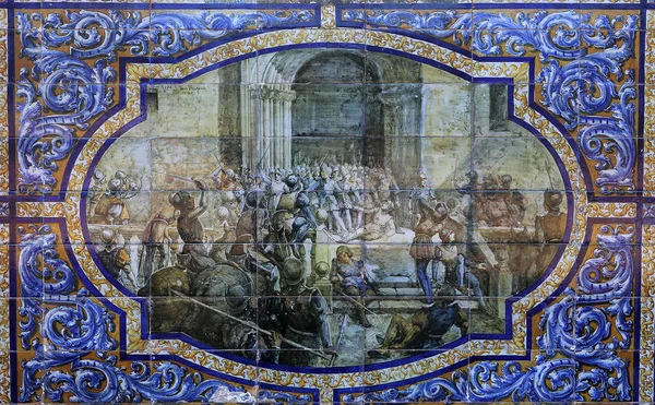 Seramik azulejos Plaza de Espana, Sevilla, Andalusia, İspanya