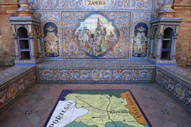 Seramik azulejos Plaza de Espana, Sevilla, Andalusia, İspanya