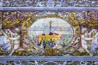 Seramik azulejos Plaza de Espana, Sevilla, Andalusia, İspanya