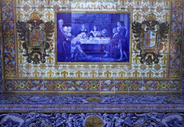 Seramik azulejos Plaza de Espana, Sevilla, Andalusia, İspanya