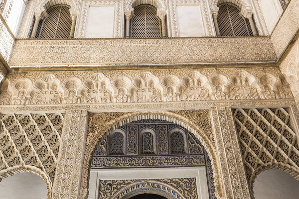 интерьеры Севильи Альказар, Севильи, Андалусии, Испании
