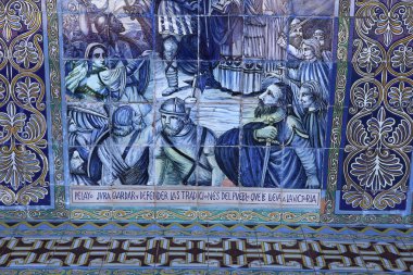 Seramik azulejos Plaza de Espana, Sevilla, Andalusia, İspanya