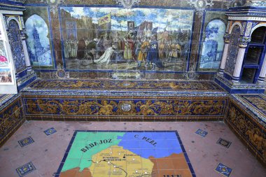 Seramik azulejos Plaza de Espana, Sevilla, Andalusia, İspanya