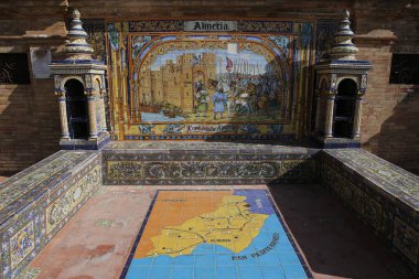 Seramik azulejos Plaza de Espana, Sevilla, Andalusia, İspanya