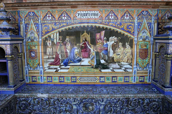 Keramische azulejos in de Plaza de Espana, Sevilla, Andalusië, Spanje — Stockfoto