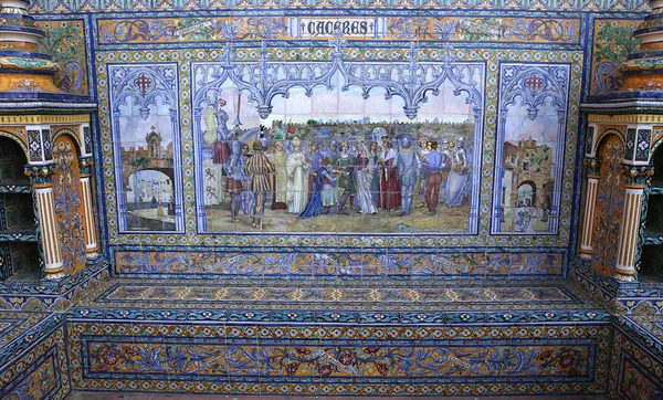 Κεραμικά azulejos στην Plaza de Espana, Σεβίλλη, Ανδαλουσία, Ισπανία — Φωτογραφία Αρχείου