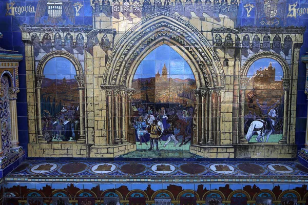 Seramik azulejos Plaza de Espana, Sevilla, Andalusia, İspanya