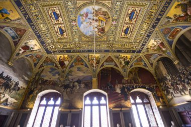 iç mekanlar ve ayrıntılarını Palazzo Pubblico, Siena, İtalya