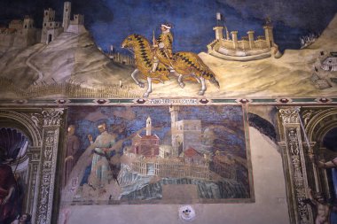 iç mekanlar ve ayrıntılarını Palazzo Pubblico, Siena, İtalya