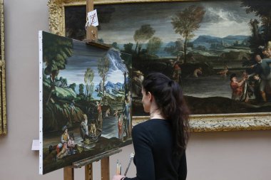 Yazıcı ressam iş, Louvre, Paris, Fransa