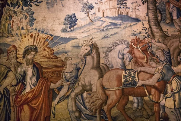 Mittelalterlicher Wandteppich in der Burg von Ecouen, Ecouen, Frankreich — Stockfoto