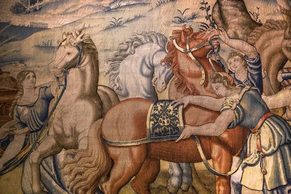 Medieval Tapestry w Ecouen zamek, Ecouen, Francja — Zdjęcie stockowe