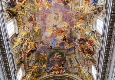 Sant Ignazio church ceiling frescoe, Rome, Italy clipart