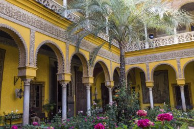 Seville, Endülüs, İspanya, 24 Mayıs 2017: iç ve ayrıntılarını Palacio de las duenas, 24 Mayıs 2017 Seville, andalusia, İspanya