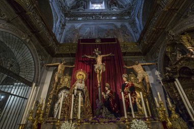 Sevilla, Endülüs, İspanya, 25 Mayıs 2017: Santa maria Magdalena Kilisesi, 25 Mayıs 2017 Seville, andalusia, İspanya İç