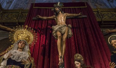 Sevilla, Endülüs, İspanya, 25 Mayıs 2017: Santa maria Magdalena Kilisesi, 25 Mayıs 2017 Seville, andalusia, İspanya İç