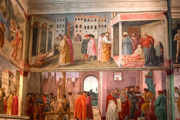 Interiores da capela de Brancacci, Florença, Itália — Fotografia de Stock