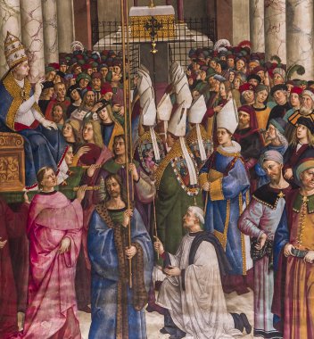 Siena, İtalya, 11 Haziran 2016: mimari detais Piccolomini Kütüphane, Siena Katedrali, 11 Haziran 2016 Siena, İtalya
