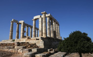 Cape Sounion, Yunanistan, 19 Eylül 2017: Poseidon Tapınağı içinde cape Sounion, 19 Eylül 2017 Cape Sounion, attica, Yunanistan