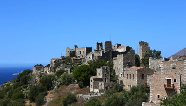 Vatheia, Yunanistan, 16 Eylül 2017: Müstahkem köy, Vatheia, 16 Eylül 2017 Vatheia, peloponnese, Yunanistan