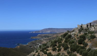 Vatheia, Yunanistan, 16 Eylül 2017: Müstahkem köy, Vatheia, 16 Eylül 2017 Vatheia, peloponnese, Yunanistan