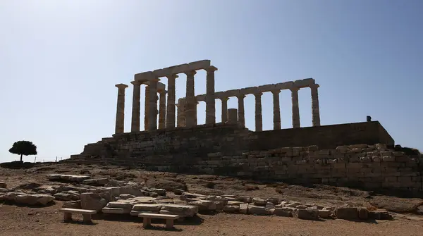 Cape Sounion Grecia Settembre 2017 Tempio Poseidone Capo Sounion Settembre — Foto Stock