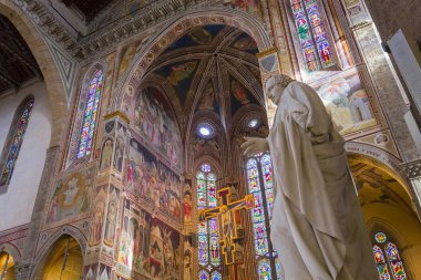 Floransa, İtalya, 26 Ekim 2015: iç mekanlar ve mimari detaylar Santa Croce Bazilika, 26 Ekim 2015 Floransa, İtalya