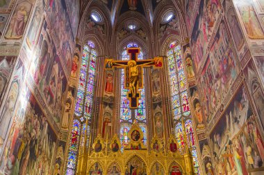 Floransa, İtalya, 26 Ekim 2015: iç mekanlar ve mimari detaylar Santa Croce Bazilika, 26 Ekim 2015 Floransa, İtalya