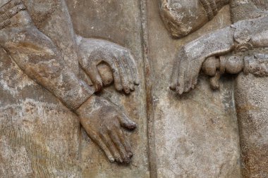 Paris, Fransa, 03 Nisan 2017: Asur khorsabad Meydanı, Louvre, 03 Nisan 2017, Paris, Fransa'nın mimari detaylar