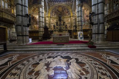 Siena, İtalya, 11 Haziran 2016: zemin mermer kaplama duomo, Siena katedral, 11 Haziran 2016 Siena, İtalya'nın detais