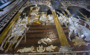 Siena, İtalya, 11 Haziran 2016: zemin mermer kaplama duomo, Siena katedral, 11 Haziran 2016 Siena, İtalya'nın detais