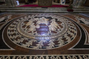 Siena, İtalya, 11 Haziran 2016: zemin mermer kaplama duomo, Siena katedral, 11 Haziran 2016 Siena, İtalya'nın detais