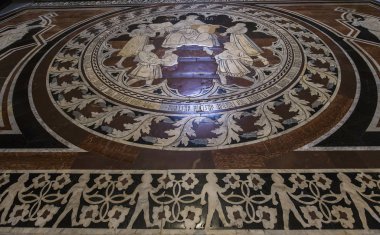 Siena, İtalya, 11 Haziran 2016: zemin mermer kaplama duomo, Siena katedral, 11 Haziran 2016 Siena, İtalya'nın detais