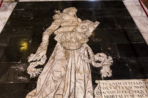 Siena Italy June 2016 Detais Floor Marble Pavement Duomo Siena — Stock Photo, Image