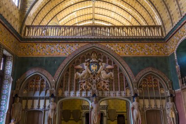 Pierrefonds, Fransa, 13 Ağustos 2016: iç mekanlar ve chateau de Pierrefonds, 15 Ağustos, 2016 ayrıntılarda Pierrefonds, Oise, Fransa