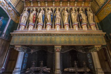 Pierrefonds, Fransa, 13 Ağustos 2016: iç mekanlar ve chateau de Pierrefonds, 15 Ağustos, 2016 ayrıntılarda Pierrefonds, Oise, Fransa