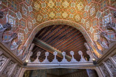 Pierrefonds, Fransa, 13 Ağustos 2016: iç mekanlar ve chateau de Pierrefonds, 15 Ağustos, 2016 ayrıntılarda Pierrefonds, Oise, Fransa