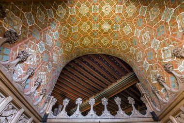 Pierrefonds, Fransa, 13 Ağustos 2016: iç mekanlar ve chateau de Pierrefonds, 15 Ağustos, 2016 ayrıntılarda Pierrefonds, Oise, Fransa