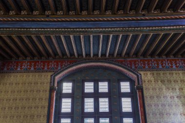 Pierrefonds, Fransa, 13 Ağustos 2016: iç mekanlar ve chateau de Pierrefonds, 15 Ağustos, 2016 ayrıntılarda Pierrefonds, Oise, Fransa