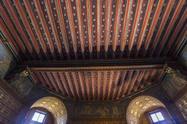 Pierrefonds, Fransa, 13 Ağustos 2016: iç mekanlar ve chateau de Pierrefonds, 15 Ağustos, 2016 ayrıntılarda Pierrefonds, Oise, Fransa