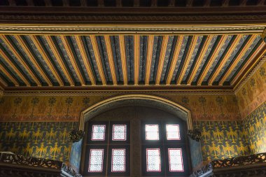 Pierrefonds, Fransa, 13 Ağustos 2016: iç mekanlar ve chateau de Pierrefonds, 15 Ağustos, 2016 ayrıntılarda Pierrefonds, Oise, Fransa