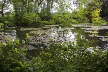 GIVERNY, FRANCE, 21 Mayıs 2015: Empresyonist bahçeler ve Claude Monet göletleri Giverny, Normandiya, Fransa