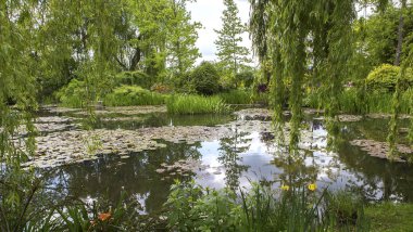 GIVERNY, FRANCE, 21 Mayıs 2015: Empresyonist bahçeler ve Claude Monet göletleri Giverny, Normandiya, Fransa