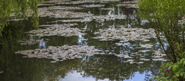 GIVERNY, FRANCE, 21 Mayıs 2015: Empresyonist bahçeler ve Claude Monet göletleri Giverny, Normandiya, Fransa