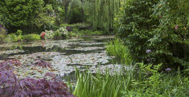 GIVERNY, FRANCE, 21 Mayıs 2015: Empresyonist bahçeler ve Claude Monet göletleri Giverny, Normandiya, Fransa